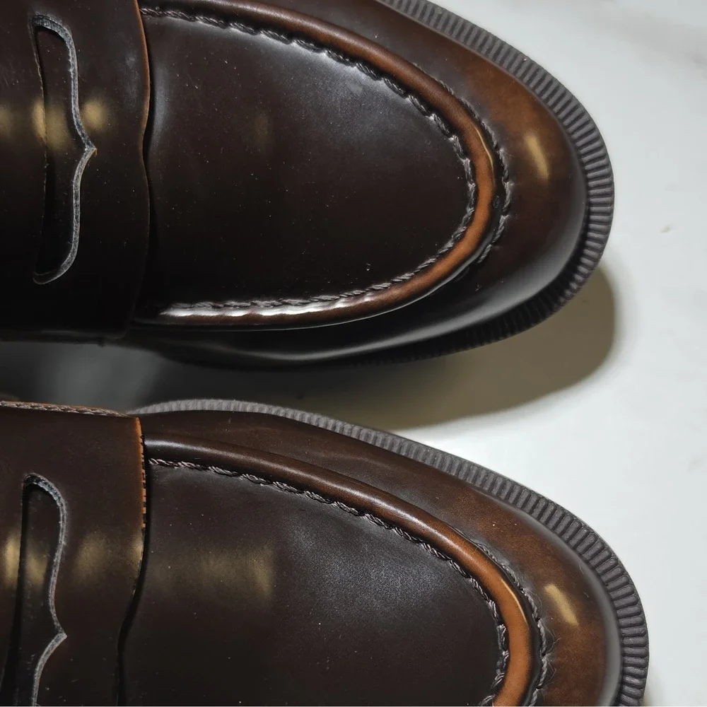 ZARA Brown Leather Loafer Men's Dress Shoes Size 36